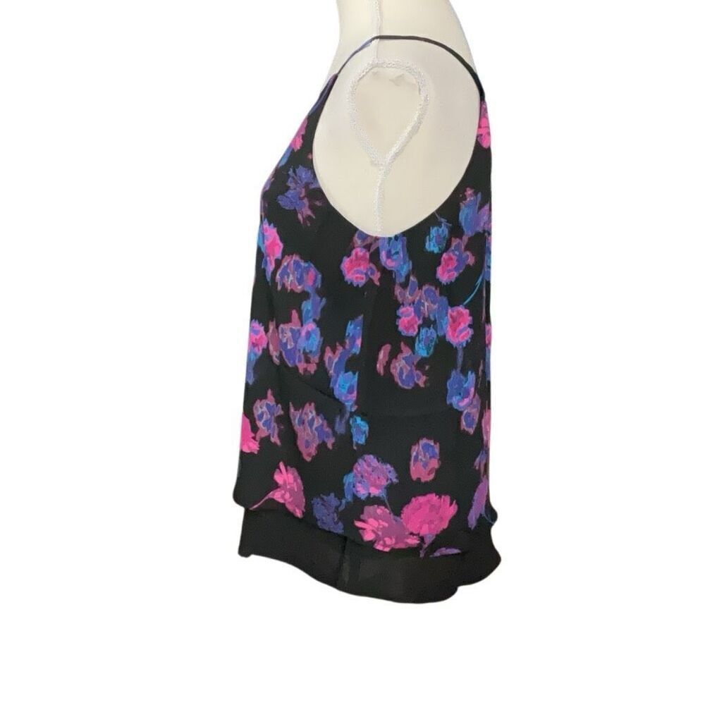 Eclair Black Purple Floral Layered Racer Back Style Tank Top NWT Size Medium - Picture 2 of 4